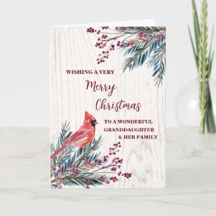 Carte Petite-fille rustique et famille Joyeux Noël