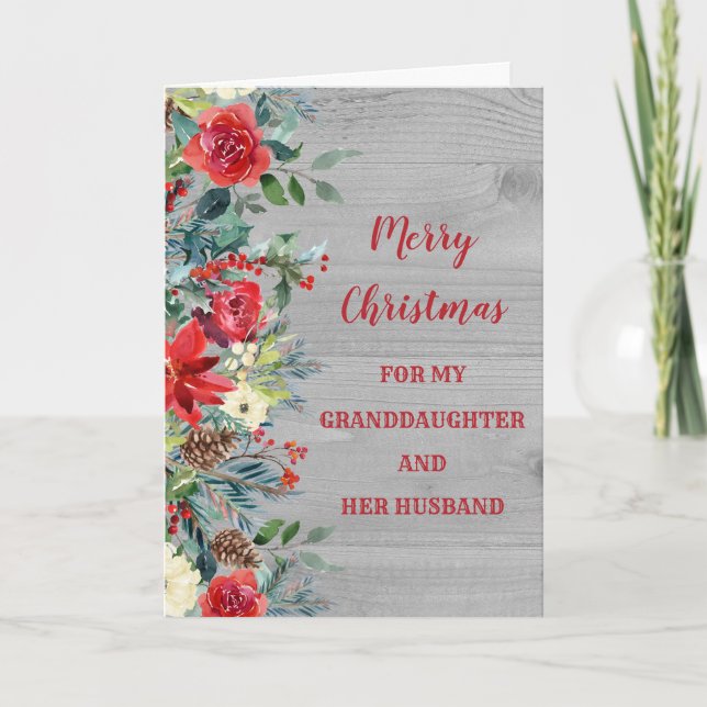 Carte Petite-fille rustique et son mari Noël (Devant)