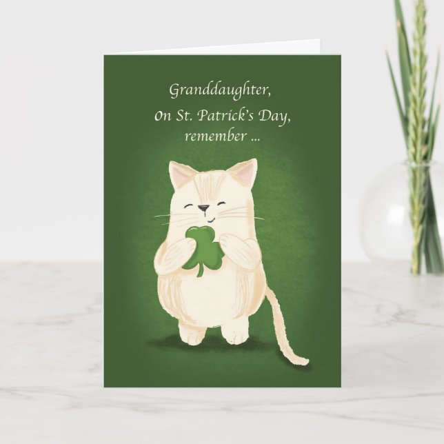 Carte Petite-fille St. Patricks Day Cute Kitten Shamroc (Devant)