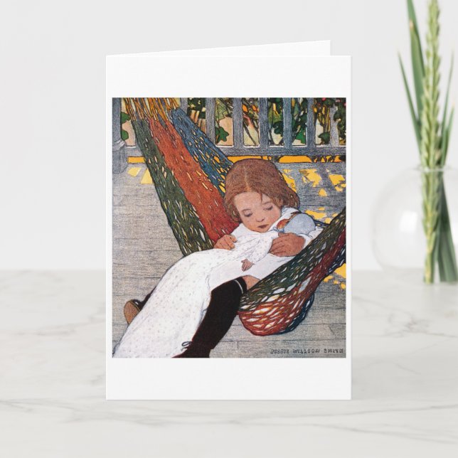 Carte Petite fille sur le hamac, Jessie Willcox Smith (Devant)