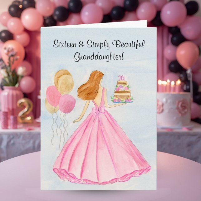 Carte Petite-fille Sweet 16 Gâteau d'anniversaire Fille  (Créateur téléchargé)