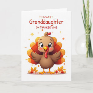 Carte Petite-fille Thanksgiving Bonbon Sucre Dinde