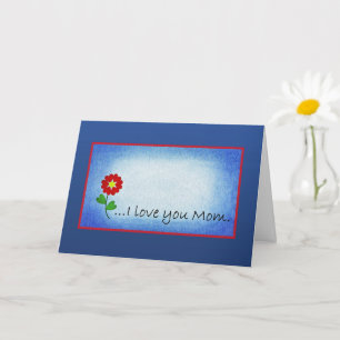 Carte Petite Fleur Rouge Fête des Mères Amour