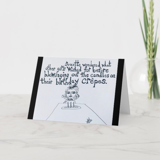 Carte Petite Française Fille's Birthday Crepe Cake Wish (Devant)