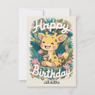 Carte Petite Giraffe Cadeau Anniversaire