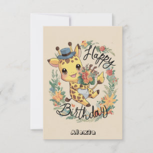 Carte Petite Giraffe Safari Anniversaire