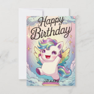 Carte Petite licorne colorée Anniversaire
