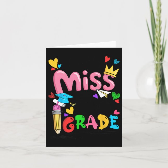 Carte Petite Miss 5ème année Cute Retour à l'école  (Devant)
