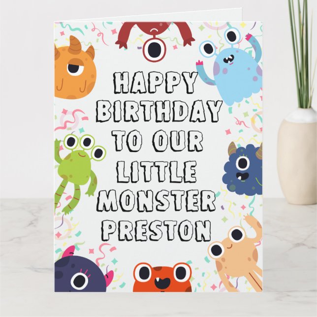 Carte Petite Monster voeux d'anniversaire pour tous les  (Devant)