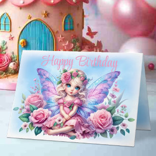 Carte Petite poitrine d'enfant en Robe Rose & Rose Anniv