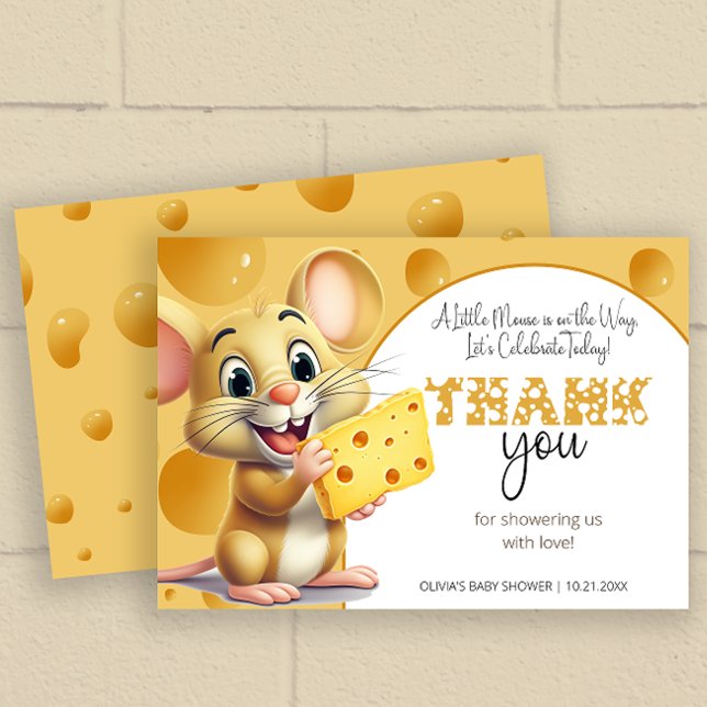Carte Petite souris dans Merci Baby shower fromage (Créateur téléchargé)