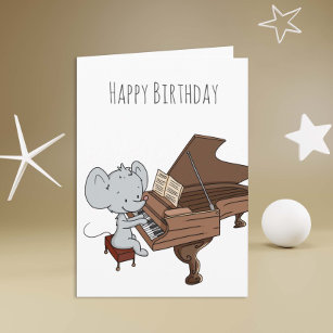 Carte Petite souris Jouer au piano Joyeux anniversaire