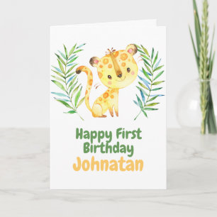 Carte Petite tigre Safari Baby Happy 1st Birthday Card