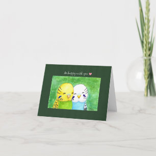 Carte Petites Budgies Parakeet Couple Anniversaire De Co