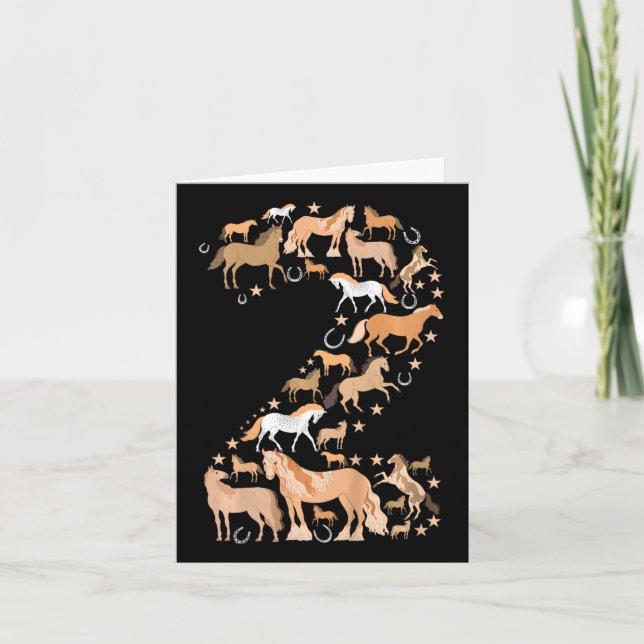 Carte Petites filles 2 ans 2e anniversaire Cheval Graphi (Devant)