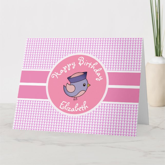 Carte Petites filles personnalisées Nautical Joyeux anni (Devant)