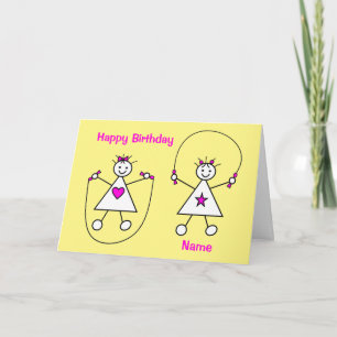 Carte Petites filles sautant l'anniversaire