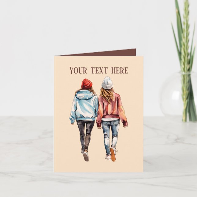 Carte Petites filles Soeurs ou amis (Devant)