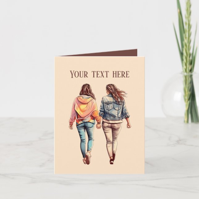Carte Petites filles Soeurs ou amis (Devant)