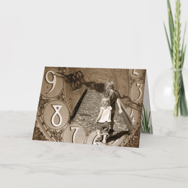 Carte petites filles sur les voies ferrées face à l'horl (Devant)