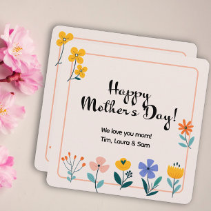 Carte Petites fleurs colorées minimalistes personnalisée