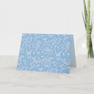 Carte Petits cœurs et lapins - motif transparent.