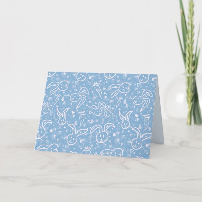 Carte Petits cœurs et lapins - motif transparent. (Devant)
