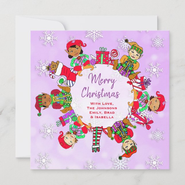 Carte Petits elfes Whimsical Multi-Culturels (Devant)