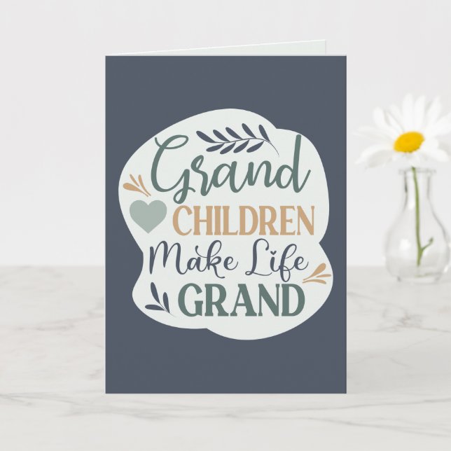 Carte Petits-enfants Lettrés À La Main Font La Vie Grand (Petite plante)