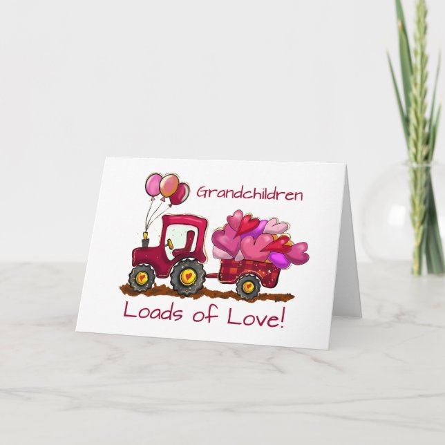Carte Petits-enfants Valentines Day Love Hearts (Devant)