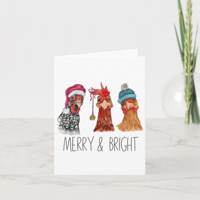 Carte Petits poulets Noël Ferme de Noël Animaux Funn (Devant)