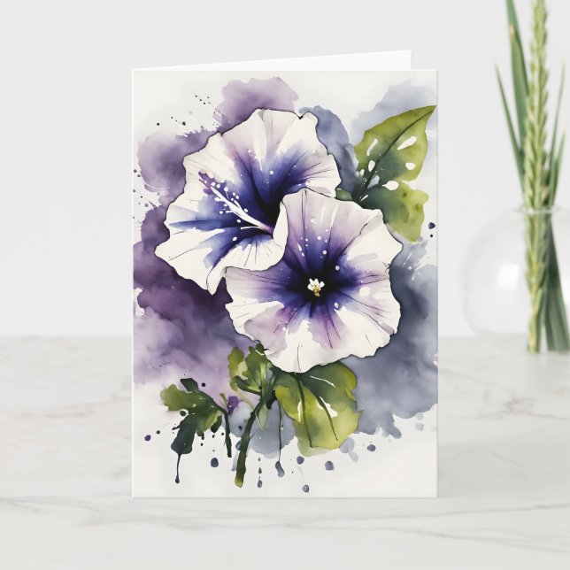 Carte Petunia - Watercolor flowers (Devant)