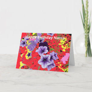 Carte Petunias Crazy Colors Anniversaire