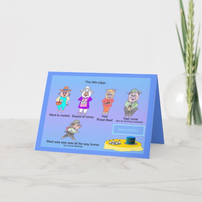 Carte Peu d'anniversaire porcin (Devant)