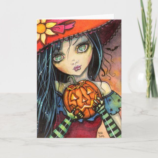 Carte Peu d'art d'imaginaire de sorcière de Halloween (Devant)
