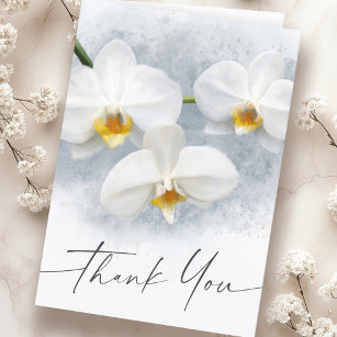 Carte phalaenopsis orchidée blanche élégant script merci