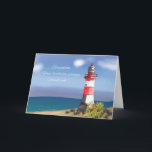 Carte Phare côtier d'anniversaire de Grandson<br><div class="desc">Célébrez la journée spéciale de votre bien-aimé petit-fils avec cette carte de voeux en aquarelle. Ornée d'une scène côtière,  les vagues vibrantes caressent délicatement la plage de sable,  tandis qu'un phare rouge et blanc captivant se dresse contre le ciel. Faites-lui savoir que sa lumière brille de mille feux.</div>