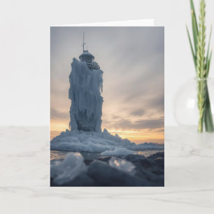 Carte phare côtier en hiver