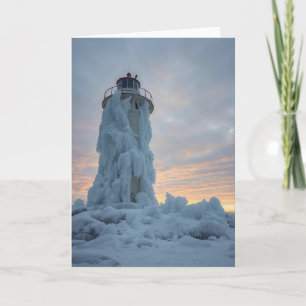 Carte phare côtier en hiver