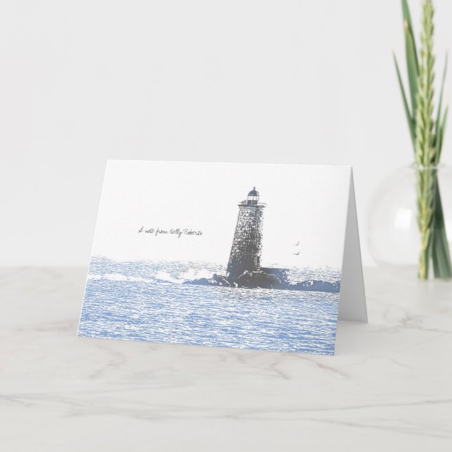 Carte Phare côtier et thème nautique de l'océan Atlantiq (Devant)