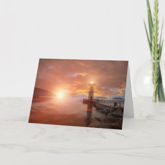 Carte Phare dans le coucher du soleil (Devant)