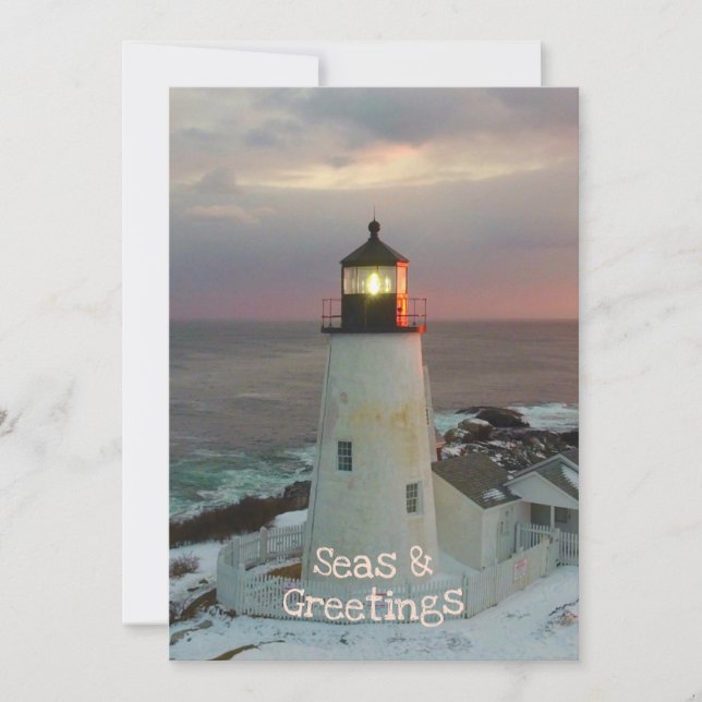 Carte phare de Noël Blush Seas and Greutings (Devant)