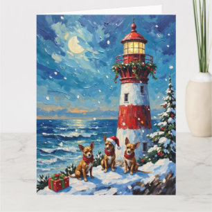 Carte Phare de Noël Chihuahua Vacances
