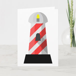 Carte Phare rayé rouge et blanc