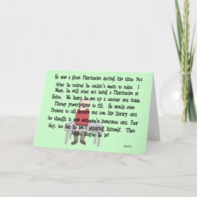 Carte Pharmacien à la retraite "Can't Let Go" Histoire C (Devant)