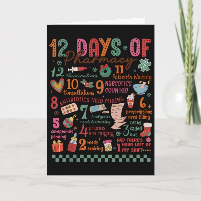Carte Pharmacy Christmas Shirt - 12 Days Of Pharmacy Tec (Devant)