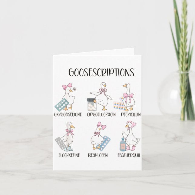 Carte Pharmacy Funny Goose Silly Prescriptions Puns Medi (Devant)