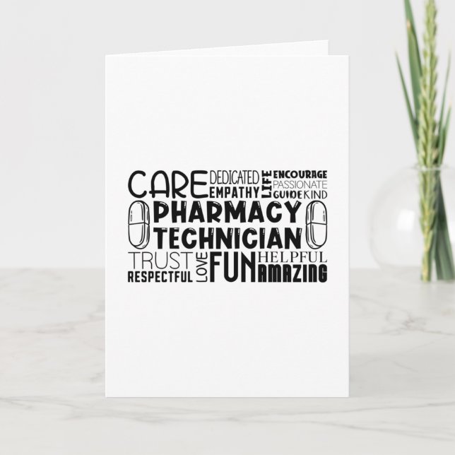 Carte Pharmacy Tech Quote Medicine Pharmacist Technician (Devant)