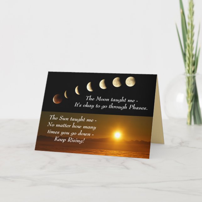 Carte Phases de la lune Sun lève une citation inspirante (Devant)