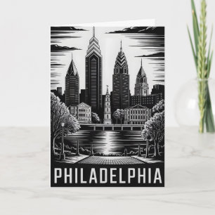 Carte Philadelphie Pennsylvanie Gravure Noir Blanc